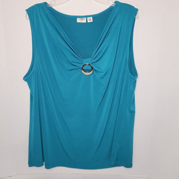 Cato Woman 18/20W Sleeveless Teal Top W/ Ring Detail - Picture 7 of 7